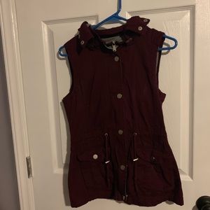 Burgundy Vest with detachable hood